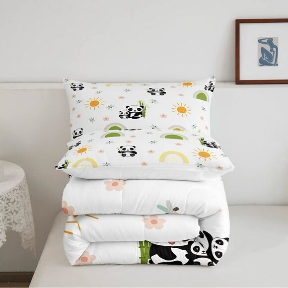 Cute Rainbow Panda Kids Queen Size Bedding Set- Comforter And 2 Pillow Cases NWT - Picture 5 of 7